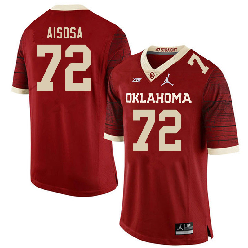Men #72 Josh Aisosa Oklahoma Sooners College Football Jerseys Stitched-Retro